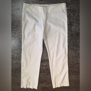 90s White Beaded Fringe Elvis low hip hugger Western Tuxedo Trousers